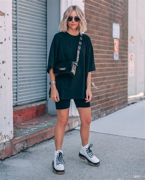 black biker shorts outfit ideas|biker shorts with oversized tee.